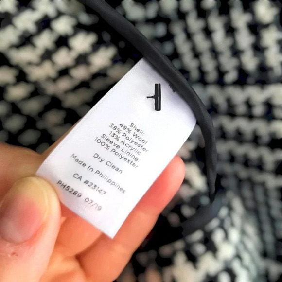 Talbots Black & Off White Houndstooth Glen Check Wool Blend Jacket Size 6 - Picture 8 of 8